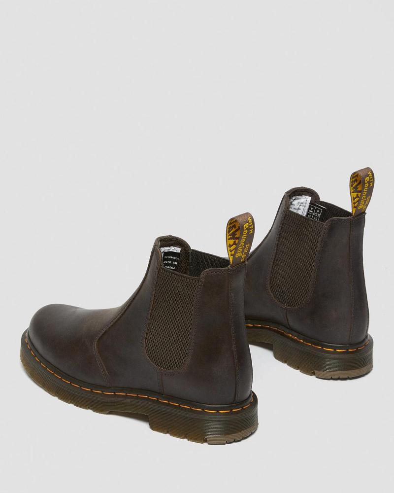 Dark / Brown Men's Dr Martens 2976 Slip Resistant Leather Work Boots | CA 648GSO